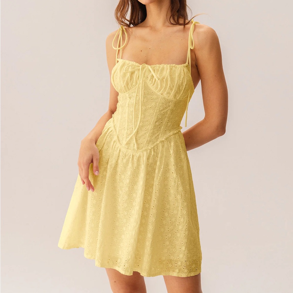 RIHOAS Yellow Ruched Mini Dress for Wedding Guest